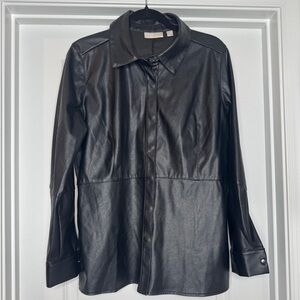 Belle by Kim Gravel Faux Leather Black Button Up Shacket / Jacket (Orig. $71)